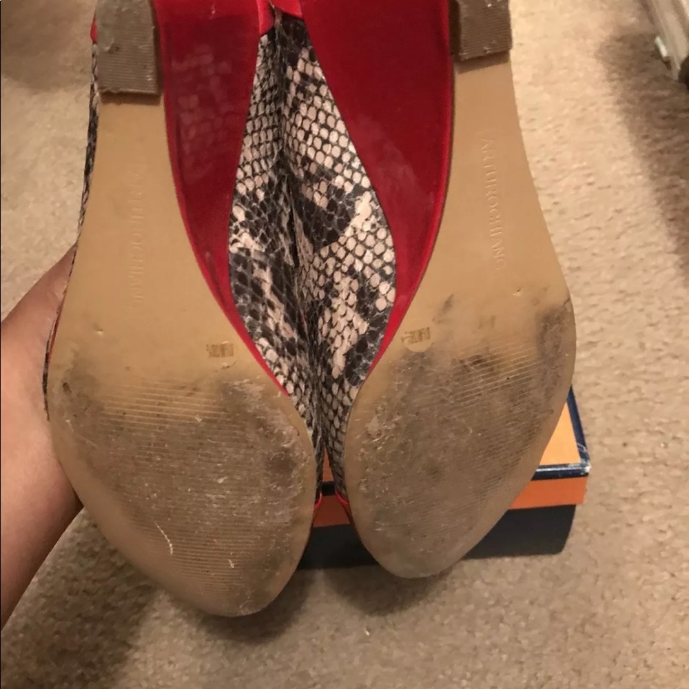 Red Patent leather with reptile print Wedge.